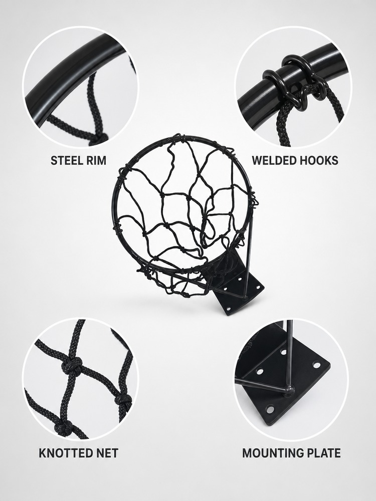 9 Steel Basketball Rim With Net